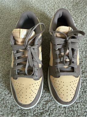 Nike Dunk Low-Top Sneakers in Beige and Brown
